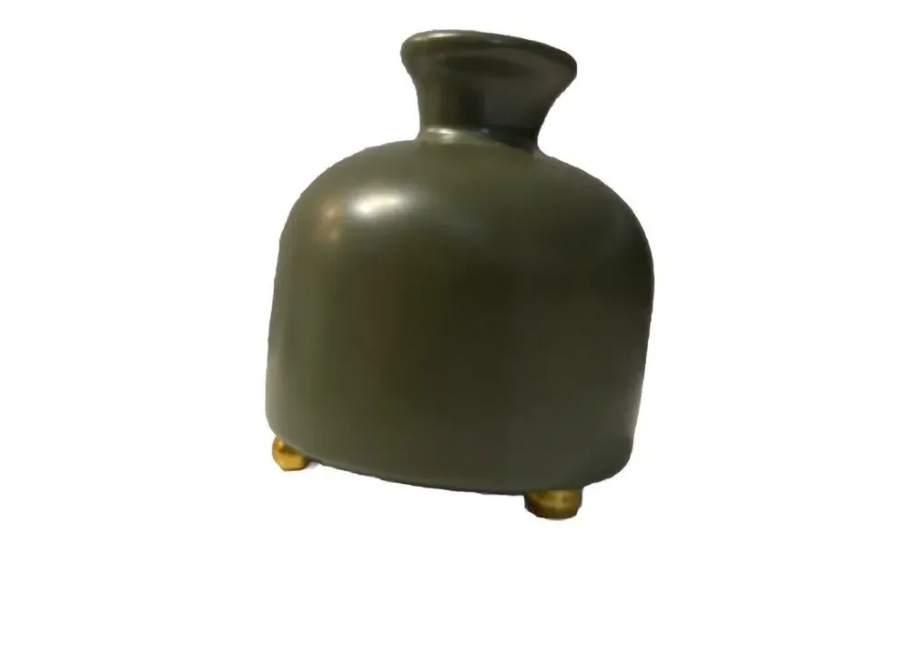 Hunter Green Vase Oil Diffuser Pot Small Gold Feet Home Decor Wicked